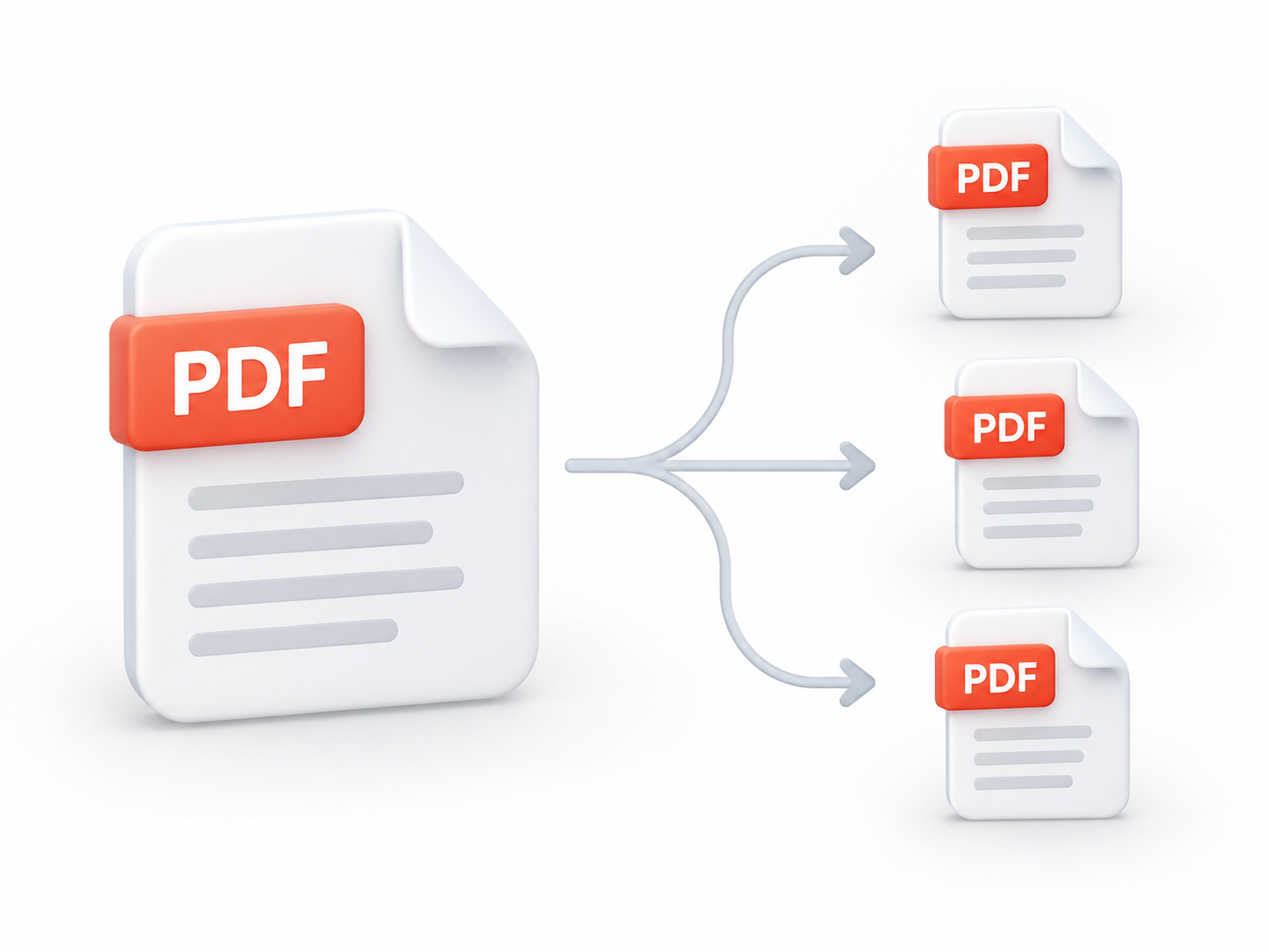 Divisão: Um PDF gigante vira vários arquivos certos.